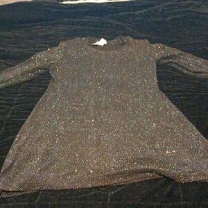 Vintage Sparkly Black Sequin Long Sleeve Tunic